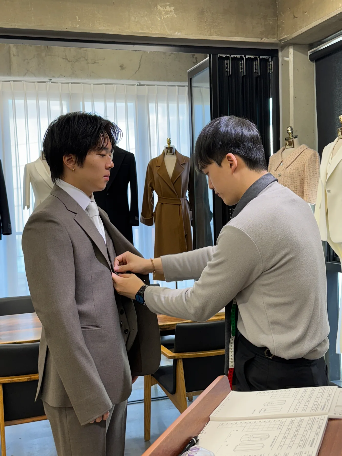 재킷 안감과 캔버스 구조